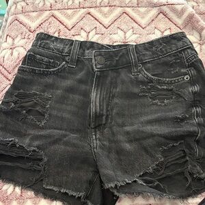 American Eagle Black Distressed Jean Shorts